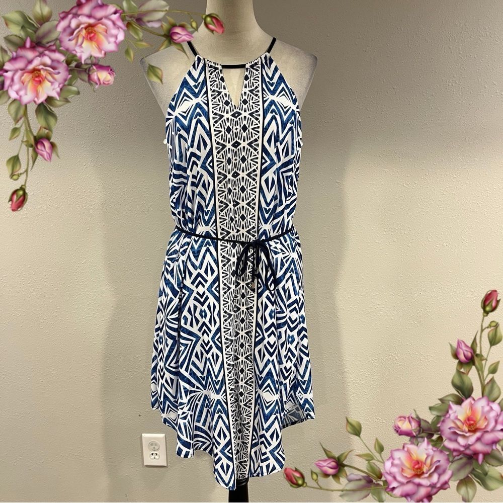 Mossimo‎ Geometric Print Halter asymmetrical Dress with thin belt
